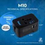 Orei Universal Charger Adapter with Type C - 3 in 1 International Travel Adapter - Universal Travel Adapter All in one with 1 USB-A, 1 USB-C (2.4A Each) and Universal Output Socket - 10 Year Warranty - Image 5