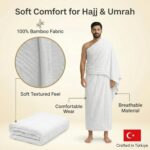 Modefa Islamic Men's Ihram for Umrah Men - Hajj Umrah Essentials - Ehram Ahram for Hajj 2 Piece Set - Seamless Viscose Made from Bamboo + Cotton Ihram Towel Set 110 x 220cm (Combo: 5 Piece) - Image 5