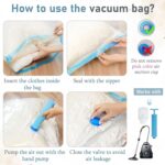 ABOUT SPACE 3 Pack Vacuum Bags for Travel with Hand Pump (1 Large/2 Medium) Polyamide Polyethylene Airtight Ziplock Reusable Space Saver Compression Storage Bags for Packing Vaccine Sealer Bags (Blue) - Image 6