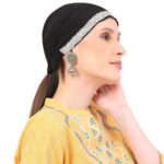 Premium Hijab Cap for Women | Elegant Silverv Gold Work Underscarf | Soft Stretchable Cotton Inner Cap for Hijab | Stylish Muslim Headwear for Daily - Image 4