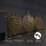 Herrlich Homes Set Of Ayatul Kursi,Surah Al-Falaq,An-Nas Islamic Wall Art|Islamic Home Decor|Islamic Decor|Islamic Art|Islamic Calligraphy|Muslim|Metal|Large|50 Cm X 60 Cm|Gold - Image 6