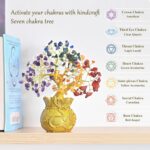 Crocon 7 Chakra Crystal Bonsai Tree with Golden Money Bag Base – Healing Gemstone Tree for Wealth, Prosperity & Positive Energy – Feng Shui Good Luck Home Decor & Rakhi Gift (7x3 Inch) - Image 3