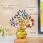 Crocon 7 Chakra Crystal Bonsai Tree with Golden Money Bag Base – Healing Gemstone Tree for Wealth, Prosperity & Positive Energy – Feng Shui Good Luck Home Decor & Rakhi Gift (7x3 Inch) - Image 4