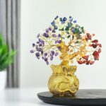 Crocon 7 Chakra Crystal Bonsai Tree with Golden Money Bag Base – Healing Gemstone Tree for Wealth, Prosperity & Positive Energy – Feng Shui Good Luck Home Decor & Rakhi Gift (7x3 Inch) - Image 6