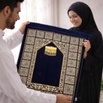 FAF Premium Indo-Turkish Soft Velvet Janamaz Prayer Mat for Men & Women | Lightweight Foldable Muslim Prayer Rug | Anti-Slip Janemaaz for Namaz, Hajj & Umrah | Portable Islamic Mussalla (Navy Blue) - Image 5