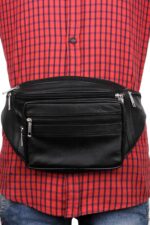 K London Genuine Leather Waist Bag for Men & Women | Black Fanny Pack with Multiple Zipper Pockets | Adjustable Travel Waist Pouch for Passport, Phone & Daily Essentials - Image 5