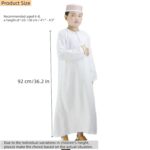 Boys Abaya Kaftan White Kids Thobe Muslim Prayer Clothes for Boys Muslim Kaftan Abaya Dress Long Sleeve Kids Robe Thobe - Image 4