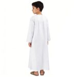 Boys Abaya Kaftan White Kids Thobe Muslim Prayer Clothes for Boys Muslim Kaftan Abaya Dress Long Sleeve Kids Robe Thobe - Image 6