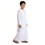 Boys Abaya Kaftan White Kids Thobe Muslim Prayer Clothes for Boys Muslim Kaftan Abaya Dress Long Sleeve Kids Robe Thobe - Image 7