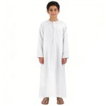 Boys Abaya Kaftan White Kids Thobe Muslim Prayer Clothes for Boys Muslim Kaftan Abaya Dress Long Sleeve Kids Robe Thobe - Image 9