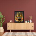 VNPL Anita Ent. Makkah Kaaba Photo Frame 8X10 Inch | Golden Mecca Islamic Wall Art | Elegant Black Frame With Vibrant 3D Masjid Al-Haram Illustration | Muslim Home Decor Gift-Arth-71 - Image 4
