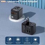 Tukzer 65W Universal Travel Adapter, GaN Fast Charging Adapter with 2 Type C & 1 USB Ports, Universal Plug Socket, All in One International Travel Adapter for Laptop/MacBook & Mobile Charging- Black - Image 3