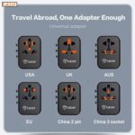 Tukzer 65W Universal Travel Adapter, GaN Fast Charging Adapter with 2 Type C & 1 USB Ports, Universal Plug Socket, All in One International Travel Adapter for Laptop/MacBook & Mobile Charging- Black - Image 5