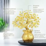 Crocon Lucky Feng Shui Citrine Tree – Crystal Tree of Life with Gold Base | Bonsai Money Tree for Prosperity, Positive Energy & Abundance | Healing Gemstone Home Decor & Rakhi Gift (7x3 Inch) - Image 3
