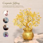 Crocon Lucky Feng Shui Citrine Tree – Crystal Tree of Life with Gold Base | Bonsai Money Tree for Prosperity, Positive Energy & Abundance | Healing Gemstone Home Decor & Rakhi Gift (7x3 Inch) - Image 4