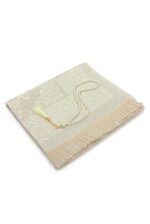 ihvan Online Muslim Prayer Rug and Beads with Portable Elegant Fabric Bag, Janamaz, Sajadah, Soft Islamic Prayers Rug, Islamic Gifts for Eid Ramadan, Travel Prayer Carpet Mat, Taffeta Fabric, Ecru - Image 4