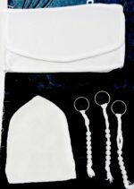 JANNAT Royal Towel Texture Ihram Combo of 4 with Ahram Belt, Cap and 7 Bead(Dana) Tazbi for Hajj and Umrah Ehram, White 5 Meter Top and Bottom Unstiched Fabric - Image 3