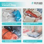 FLYNGO Polypropylene Reusable Ziplock Vacuum Storage Space Saver Bags For Clothes With Travel Hand Pump-Pack Of 5,White - Image 7