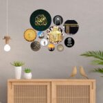 Artvibes Kaaba Sharif & Islamic Quotes Round Shape MDF Wooden Wall Decor Items | Spiritual Decor Items | Islamic Decoration | Wall Poster| Stylish Modern Decor Item | Gift Items (WPS_122N), Set of 11 - Image 4