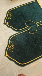 Couple Prayer mat Set with Name Customization | Janamaz with Name | Pair of 2 with Connecting Heart | Best Gift for Wedding, Engagement and Valuable People - Image 3
