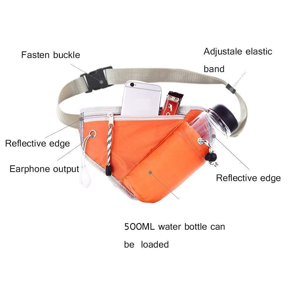 Sports Triangle Waist Bag with Water Bottle Holder, Lightweight Running Belt Fanny Pack with Zipper Storage Pouch & Reflective Strip for Walking, Cycling, Travel & Outdoor Use (Multicolor) - Image 4