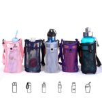 2xWater Bottle Carrier Nylon Mesh Water Bottle Holder for School Sports Travel Pink| Sports Equipment | Outdoor Sports Gear | Exercise Gear - Image 4