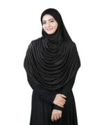 Mehar Hijab's Modest Women's Frilled Stylish Solid Polycotton Feel Good Fabric FAEEZAH BLACK Hijab - Image 3