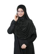 Mehar Hijab's Modest Women's Frilled Stylish Solid Polycotton Feel Good Fabric FAEEZAH BLACK Hijab - Image 4