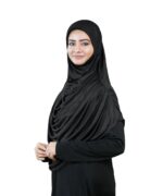 Mehar Hijab's Modest Women's Frilled Stylish Solid Polycotton Feel Good Fabric FAEEZAH BLACK Hijab - Image 5