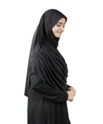 Mehar Hijab's Modest Women's Frilled Stylish Solid Polycotton Feel Good Fabric FAEEZAH BLACK Hijab - Image 6