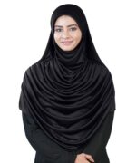 Mehar Hijab's Modest Women's Frilled Stylish Solid Polycotton Feel Good Fabric FAEEZAH BLACK Hijab - Image 7