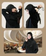 Mehar Hijab's Modest Women's Frilled Stylish Solid Polycotton Feel Good Fabric FAEEZAH BLACK Hijab - Image 8