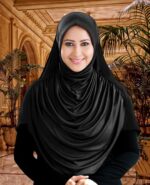 Mehar Hijab's Modest Women's Frilled Stylish Solid Polycotton Feel Good Fabric FAEEZAH BLACK Hijab - Image 9