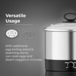 Butterfly Matchless Stainless Steel Multi Kettle 1.2 Litre | With Egg Rack, SS Stand | 600 Watts | For Hot Water, Tea, Coffee, Noodles, Egg Boiling, Soup | Dry Boil Protection | Silver - Image 5