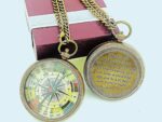 Decor&More Vintage Brass Compass with Biblical Quote, Proverbs 3:5-6 Engraved, Double-Sided Pendant with Chain - Image 3