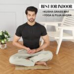 Pooja Mat For Sitting Made By Kusha Grass,Madurkathi Aasana 19X19 Inches Square Shape & Holy Alternative To Velvet Puja Aasan (2),Natural - Image 6