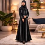 Girls Abaya Dress with Dupatta | Islamic Modest Wear for Kids | Embroidered Black Abaya Gown for Girls | Full Length Ethnic Dress for Party, Eid & Daily Wear - Image 4