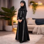 Girls Abaya Dress with Dupatta | Islamic Modest Wear for Kids | Embroidered Black Abaya Gown for Girls | Full Length Ethnic Dress for Party, Eid & Daily Wear - Image 5