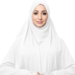 Women's Islamic Prayer Khimar, Black Namaz Scarf with Lace Detail, Full Coverage Hijab - Image 4