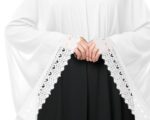 Women's Islamic Prayer Khimar, Black Namaz Scarf with Lace Detail, Full Coverage Hijab - Image 5