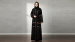 Women's Black Abaya with Gold Embellishments, Long Sleeve, Polyester, Floor Length, Hooded Islamic Modest Wear - Image 5