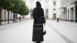 Women's Black Abaya with Gold Embellishments, Long Sleeve, Polyester, Floor Length, Hooded Islamic Modest Wear - Image 9