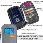 Storite Nylon Travel Family Passport Holder Wallet Organizer for Credit Debit Card Boarding Pass with Removable Hand Strap for Men and Women(Grey) - Image 4