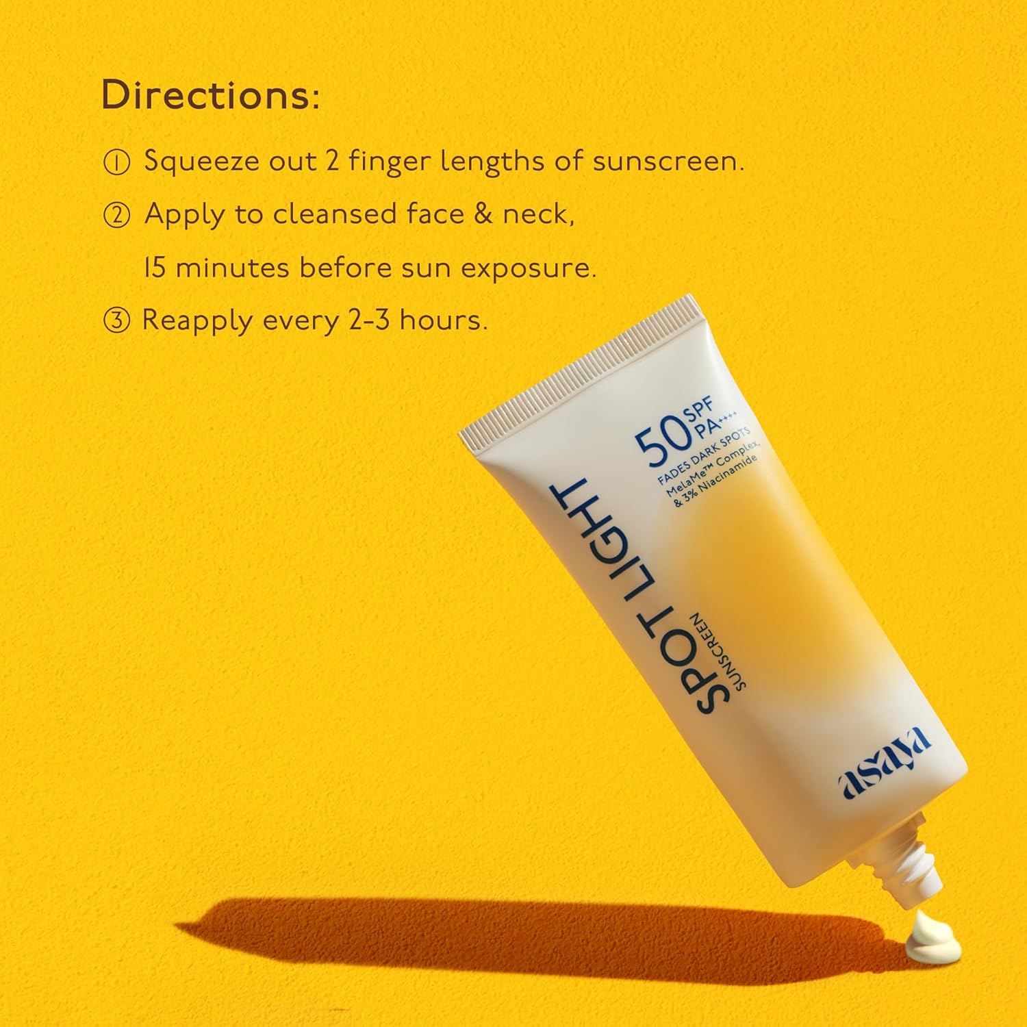 ASAYA | Spot Light Depigmenting Sunscreen SPF 50 PA++++ | In-VIVO Tested | Niacinamide + Licorice Extract | Oil-Free, No White Cast, Daily Sunscreen For All Skin Types | 50 g - Image 4