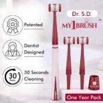 My1brush-3 Sided Toothbrush | Cleans 3 Surfaces at Once | Faster & Deeper Cleaning | Soft Bristles for Sensitive Teeth & Gums | Ideal for Men and Women| Dentist Recommended Oral Care Brush | Last for 1 Year | BPA Free | Maroon - Image 4