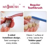 My1brush-3 Sided Toothbrush | Cleans 3 Surfaces at Once | Faster & Deeper Cleaning | Soft Bristles for Sensitive Teeth & Gums | Ideal for Men and Women| Dentist Recommended Oral Care Brush | Last for 1 Year | BPA Free | Maroon - Image 5