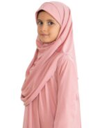 Prien Prayer Clothing for Children, Girls Muslim Dresses, Long Sleeve Abaya with Hijab, Islam Clothing Women, Women's Muslim Dress Set, Prayer Dress Jilbab Khimar Ramadan, Powder Pink, One Size - Image 5
