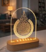 Islamic LED Acrylic Lamp Allah Calligraphy Night Light Wooden Base Home Decor Gift Ramadan Eid Decoration Table Lamp Warm Light - Image 4
