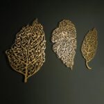 Maryam Islamic Art - Set of 3 Metal Ayatul Kursi, Surah An-Nâs and Surah Al-Falaq Islamic Wall Art (Leaf Pattern), Arabic Calligraphy, Modern Islam Decorations, Eid Gifts, Unique Islamic Gift (Gold, Medium: 39 x 69 cm (Total 151 x 69cm), Metal) - Image 4