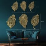 Maryam Islamic Art - Set of 3 Metal Ayatul Kursi, Surah An-Nâs and Surah Al-Falaq Islamic Wall Art (Leaf Pattern), Arabic Calligraphy, Modern Islam Decorations, Eid Gifts, Unique Islamic Gift (Gold, Medium: 39 x 69 cm (Total 151 x 69cm), Metal) - Image 6